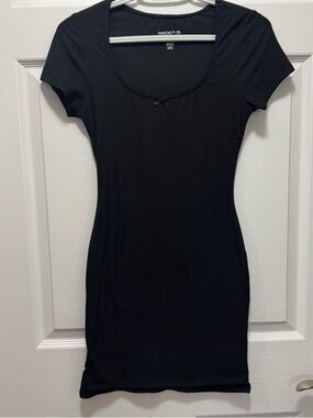 Y2K Arden B. Babydoll Ribbed Mini Dress Black Size Medium